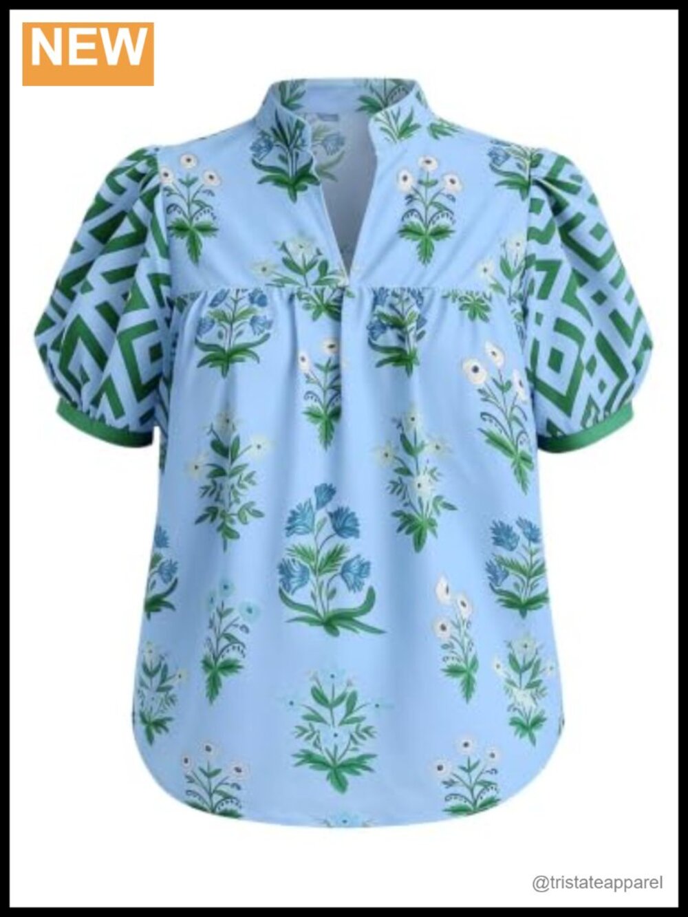 Women's Plus Floral Peplum Blouse Notched V-Neck Puff Sleeve